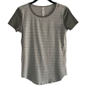 Lululemon Love Crew T-Shirt Sz 2 Stripe Grey/Sage Grey Pima Cotton Top